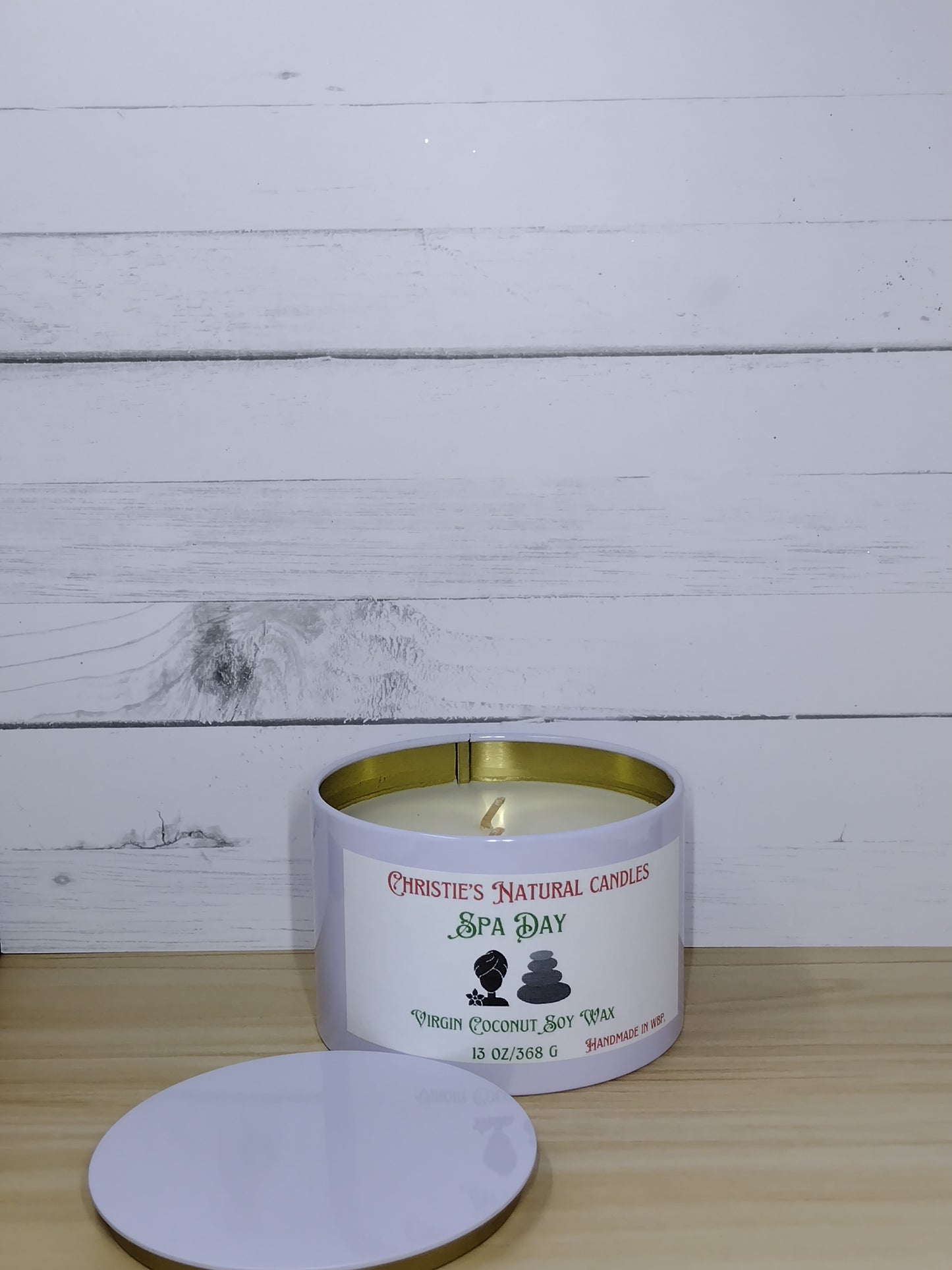 13 oz White Tin Candle